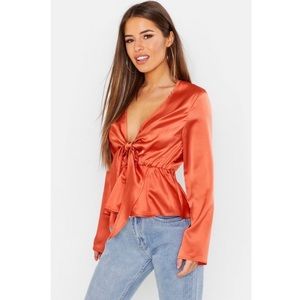 Burnt Orange Silk Blouse
